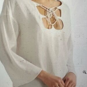 FRAME Denim Ivory Mirrored Lace-Up Blouse NWT Size S